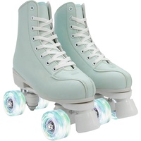 Patins à roulettes montants pour femmes en similicuir, classiques, à double rangée, pour roller derby, avec roues lumineuses en PU, chaussures de patinage