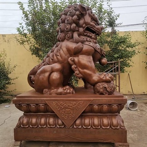 Sculpture de <span class=keywords><strong>lion</strong></span> en bronze grandeur nature sur mesure, coulée dans le Hebei, Chine, pour la décoration d'entrée extérieure - Product Image 2