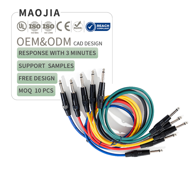 Professional Red Blue Yellow Green Colour Guitar Cable 1/4 Jack 6.35mm TS to TS High Shielding Instrument Audio Cable
