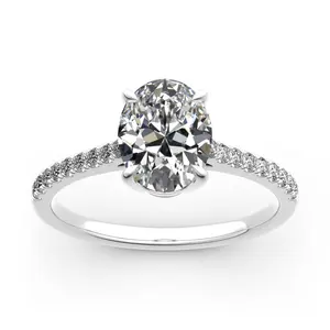 Joyería fina plata esterlina 925 10K 14K 18K oro anillo de bodas VVS corte ovalado moissanite diamante anillo de mujer