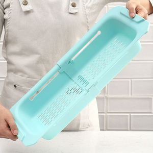 Cesta coladora plegable de plástico PP para lavar frutas sobre el fregadero, cesta de drenaje para cocina - Product Image 2