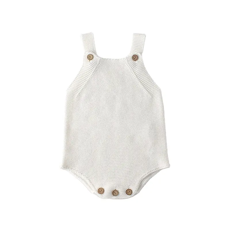 Barboteuse en tricot unisexe pour bébé Strampler avec logo personnalisé Nouveau bouton de soutien sans manches BAGE