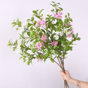 Fleurs artificielles, feuilles de myrte, blanc, rose clair, violet clair, haute simulation, décoration intérieure, accessoires de mariage - Product Image 1