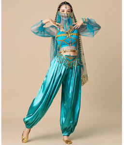 Halloween <span class=keywords><strong>Bollywood</strong></span> Cosplay Aladdin Jasmine Princess Show Falda Pantalones Conjunto Ropa para mujeres adultas - Product Image 4