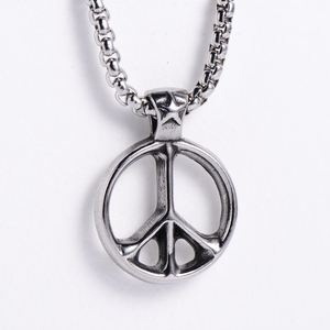 Bijoux vintage pour hommes en gros, pendentif signe de la paix en acier inoxydable, style hip-hop anti-guerres - Product Image 1