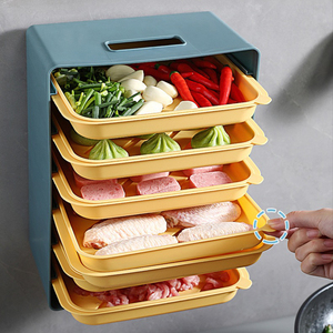 Supports de rangement en plastique multicouches avec tiroir Boîtes de rangement murales sans perforation pour snacks Boîtes de rangement pour marmites chaudes Plateau pour barbecue - Product Image 5