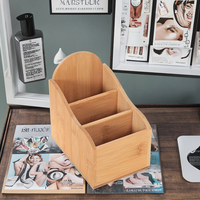 Boîte d'organisation de rangement de bureau en bambou pour hôtel à la maison pour brosse de maquillage télécommandée et organisateur de porte-stylo