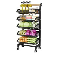 Chariot de rangement de cuisine pour fruits et légumes, multi-niveaux réglable, grande capacité, avec roulettes, organisateur de rangement, vente en gros d'usine