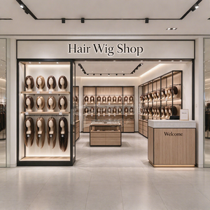 Diseño de Interiores para Tienda de Pelucas, con Exhibidores de Extensiones de Cabello, Vitrinas de Madera, Ideas de Diseño para Boutique de Pelucas - Product Image 1