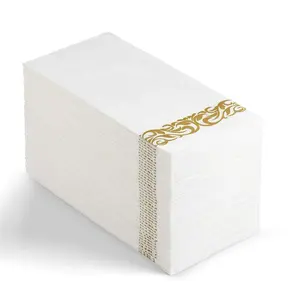 Disposable Hand Towels And Decorative Bathroom Napkins Gold Foil Linen Feel Air Laid Napkin