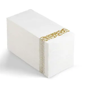 Essuie-mains jetables et serviettes de salle de bain décoratives, feuille d'or, lin au toucher, <span class=keywords><strong>serviette</strong></span> posée à l'air - Product Image 1