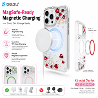 Coque de téléphone KINGSOUL magnétique sans fil en TPU+PC+verre avec strass scintillants et pierres précieuses à clipser pour iPhone 14/15/16/17 Pro Max