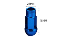 Écrous de roue colorés SR48 Super Tuner Acorn à extrémité ouverte en acier avec logo, pour voitures de course JDM, à cannelures, M12x1.5/M14x1.5/12x1.25