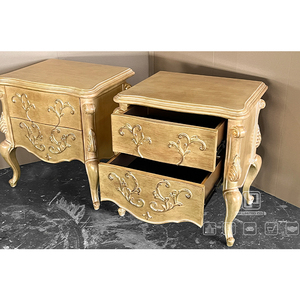 Table de chevet carrée en bois doré contemporaine de luxe avec tiroir, meuble de rangement pour chambre à coucher, modèle 01 - Product Image 3