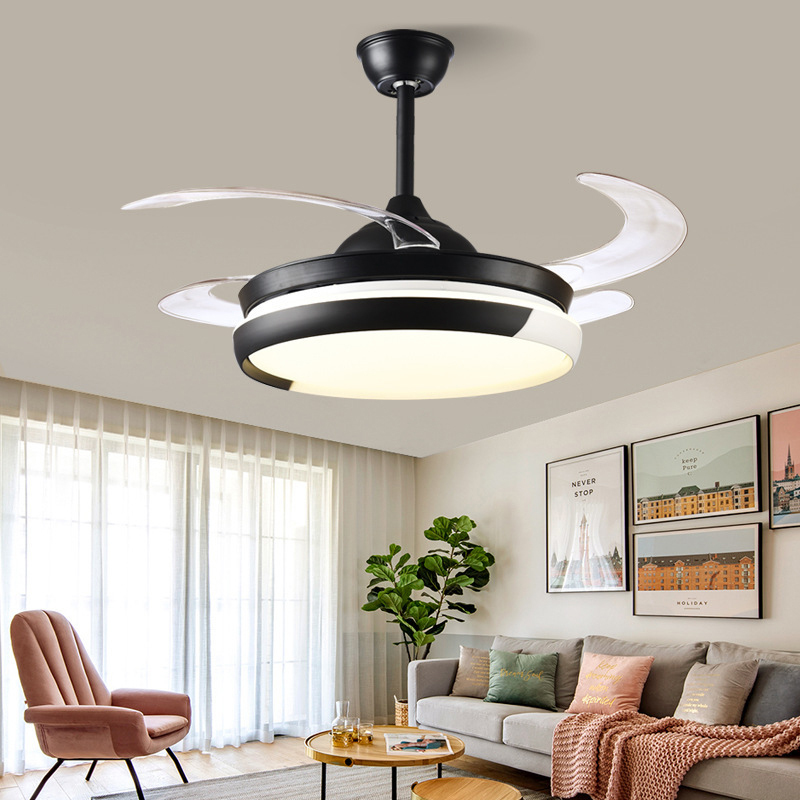 Full Spectrum Invisible Ceiling Fan Light, Modern Minimalist Flush Mount Fan Lamp, for Bedroom, Living Room, Dining Room