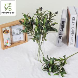 Bunga buatan baru 4 Cabang 38CM zaitun dengan daun buah aksesoris untuk rumah pernikahan tanaman hijau imitasi - Product Image 1