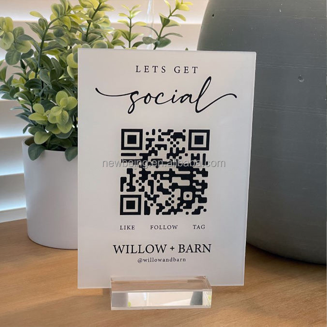 Custom Acrylic QR Code Holder Stand Desktop Acrylic Barcode Scanner Holder Personalized Acrylic Barcode Sign Holder