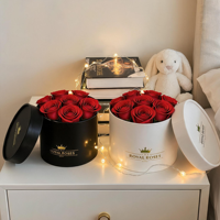 Boîtes à fleurs miniatures en carton rigide personnalisées avec dorure à chaud et finition mate pour bouquets, emballage cadeau recyclable