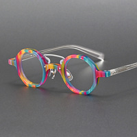 Montures de lunettes rondes vintage japonaises en gros, montures plates pour myopie sur ordonnance 5816-1