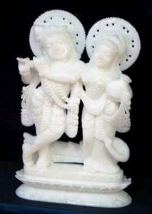Statue de Krishna en marbre blanc avec vache indienne meilleur exportateur de statues de dieu indien pour la décoration de la maison avec marbre de haute qualité - Product Image 3