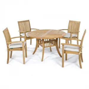 Patio esterno tavolo da pranzo e sedia set balcone in legno di teak tavolo da pranzo rotondo set di mobili