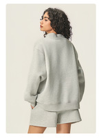 Ensemble pull molletonné et short ample pour femme, style hip-hop, col semi-montant, collection automne