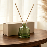 Diffuseur de parfum en verre en forme de cylindre |   Flacon de parfum mat style apothicaire avec couvercle en cristal |   Pot d'aromathérapie vide de qualité supérieure