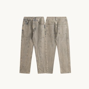 Vaqueros casuales elásticos lavados mono gris oscuro estilo americano europeo personalizados para hombre - Product Image 1