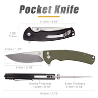 Couteau pliant de camping, de randonnée et de chasse DIY OEM G10Handle, couteau de camping multifonctionnel D2