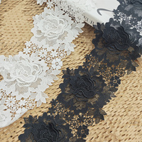 Guipure en soie de lait 3D avec bordure en dentelle française Robes de mariée Accessoires de robe pour femmes Accessoires de bricolage Décorations de Noël