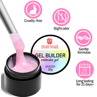 Gel de construction pour extensions d'ongles durables de 20 g avec effet pailleté, longue durée sous lampe UV