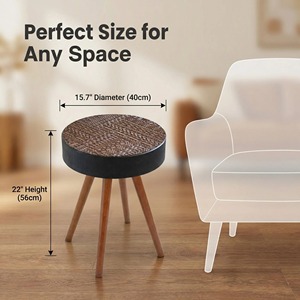 15.7-inch Round Convertible Coffee Table Modern Design with <b>Adjustable</b> <b>Height</b> & Storage Compact Space-Friendly Wood Side Table - Product Image 3