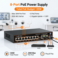 AI Watchdog Smart 11 Port Gigabit 2 untuk Uplink 1 Slot SFP 120W 250m Perluasan VLAN 4KV Surge PoE Switch Cat5/5e/6 22Gbps Kamera IP