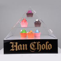 Acryl-Dessert-Präsentationsständer, Kuchenständer, Pyramidenförmiger Präsentationsständer, Dreieckiger Brotständer mit LED-Beleuchtung
