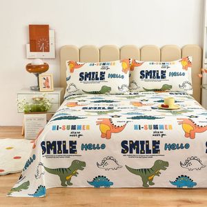 Juego de <span class=keywords><strong>cama</strong></span> de dinosaurio de algodón 100% moderno, Sábana plana ajustada transpirable elástica, funda nórdica tejida de dibujos animados, Lisa para el hogar y el Hotel - Product Image 5