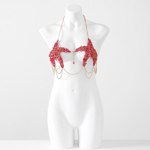 <span class=keywords><strong>Top</strong></span> de Lencería Rojo Brillante con Joyería Corporal de Estrella de Mar, Chaleco de Moda, Estilo Tailandés de Verano, Cadena Ajustable para el Pecho - Product Image 2