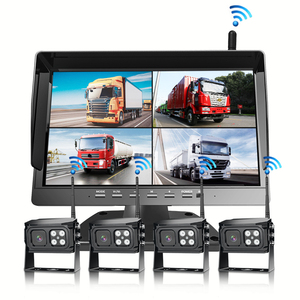 Système de caméra de recul sans fil 4 canaux 10,1 pouces avec moniteur DVR pour assistance au stationnement des camions, chariots élévateurs et remorques - Product Image 1