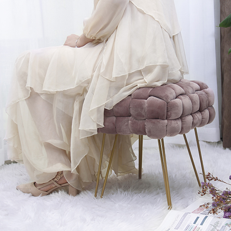 Storage Ottoman Seat Stool Velvet Round Pouf Foot Stool Ottoman Chair Step