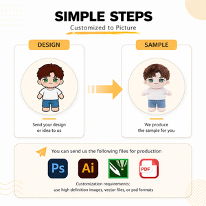 Nouvelle poupée en peluche personnalisée avec des designs personnalisés, taille sur mesure avec divers costumes pour les fans d'artistes, service d'échantillonnage rapide pour peluches personnalisées - Product Image 2