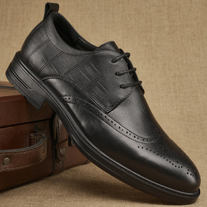 Zapatos Oxford de Vestir para Hombre, de Cuero Genuino, con Punta en Pico, con Cordones, que Aumentan la Estatura, para Oficina y Carrera Profesional, para Todas las Temporadas, con Suela de Goma - Product Image 1
