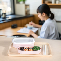 Recipientes de comida estilo japonés de PP, libres de BPA, aptos para lavavajillas, juego de loncheras tipo bento.