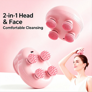 Masseur de tête portable à main avec nœuds en silicone détachables, rechargeable Type-C 800 mAh, utilisation à sec/humide, outil de relaxation du cuir chevelu et du corps - Product Image 5