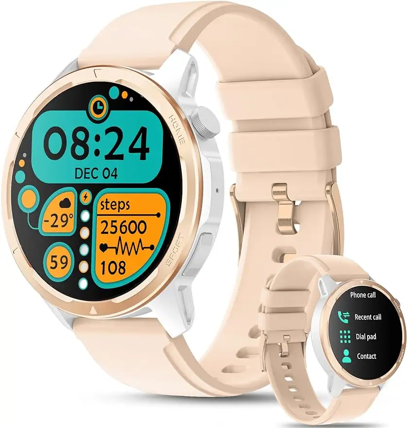 Smart Watch for Women(Make/Answer Calls)IP68 Waterproof Fitness Tracker with Pedometer Message Notification Music Player Health