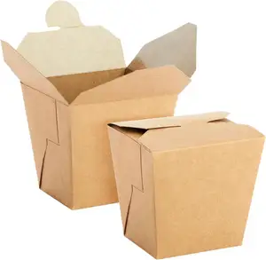 Mengambil kotak makanan kentang goreng ayam goreng nugget kertas kraft kotak kemasan makanan dengan pegangan
