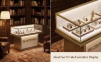 Vitrine à bijoux en verre trempé noir sur mesure, éclairage LED, robuste, étanche, pour salle d'exposition de détail
