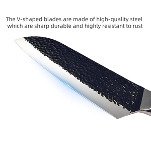 سكين سانتوكو بطبقة سوداء من الفولاذ المقاوم للصدأ مضادة للتآكل بمقبض صدفي أذن البحر يمكن تخصيصه كسكين طاهي - Product Image 3