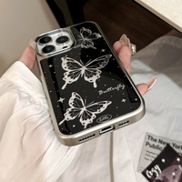 Coque de téléphone tendance noire dorée pour iPhone 16 16 Pro Max/Plus/Pro 15 15 Pro Max/Plus/Pro 14 Pro Max/Plus/Pro 14 13 13 Pro Max 13 Pro 12/11 – Coque en époxy