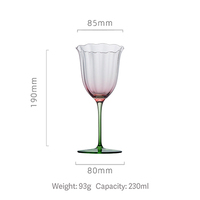 Verres à cocktail et flûtes à champagne vintage en verre cristal rose et vert à motifs floraux pour la maison