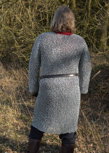 Camisa de malla de acero artesanal, armadura de malla de acero con anillas redondas remachadas, acabado natural, malla de acero medieval. - Product Image 2