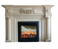 Cheminée électrique en marbre blanc de style européen avec des piliers romains, design moderne pour le salon et la cuisine